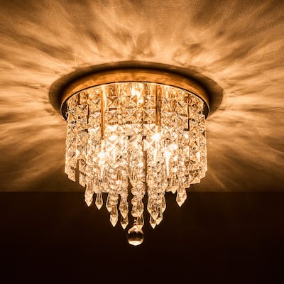 CO-Z 11" 5-light Flush Mount Crystal Chandelier Ceiling Light