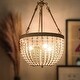 preview thumbnail 7 of 10, Coastal Boho Gold 3-light Chandelier Jute Rope Beads Ceiling Lights - D17" x H28.5"