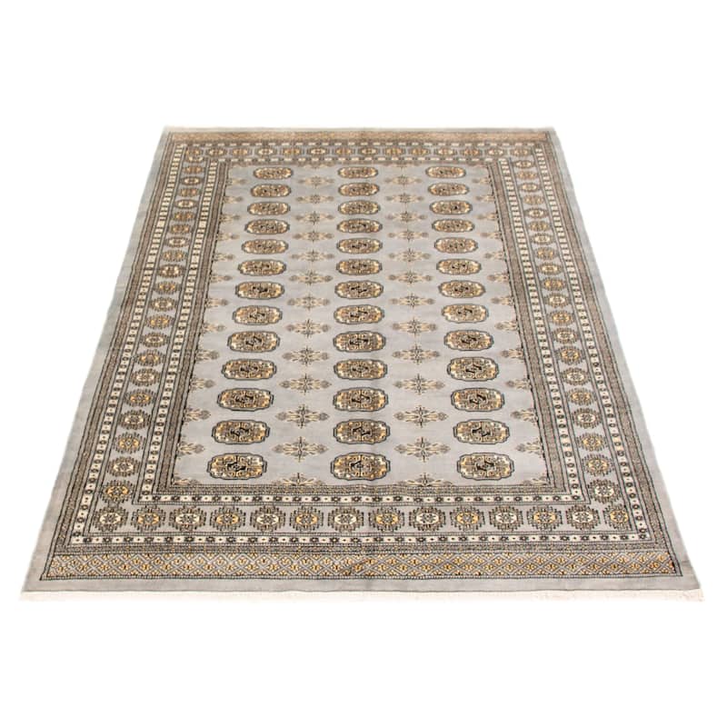 Finest Peshawar Bokhara Grey Rug 5'6" x 8'2" - 5'6 x 8'2