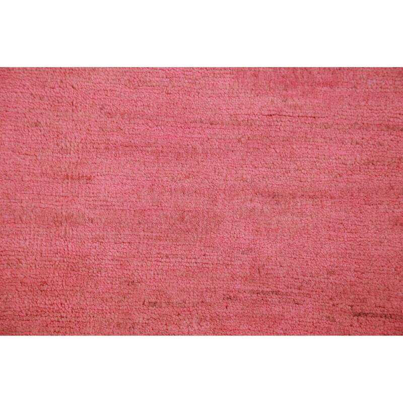 Modern Pink Gabbeh Oriental Rug Hand-Knotted Wool Carpet - 3'4" x 4'10"