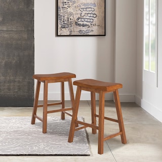 Cadiz Saddle Seat 24" Counter Height Backless Stools (Set of 2)