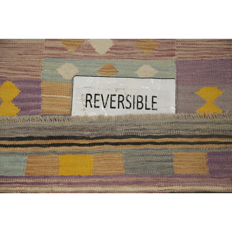 Hand Woven Oriental 100% Wool Carpet Southwestern Tribal Multi-Colored Kilim Runner Rug - 5' 9'' X 2' 0''