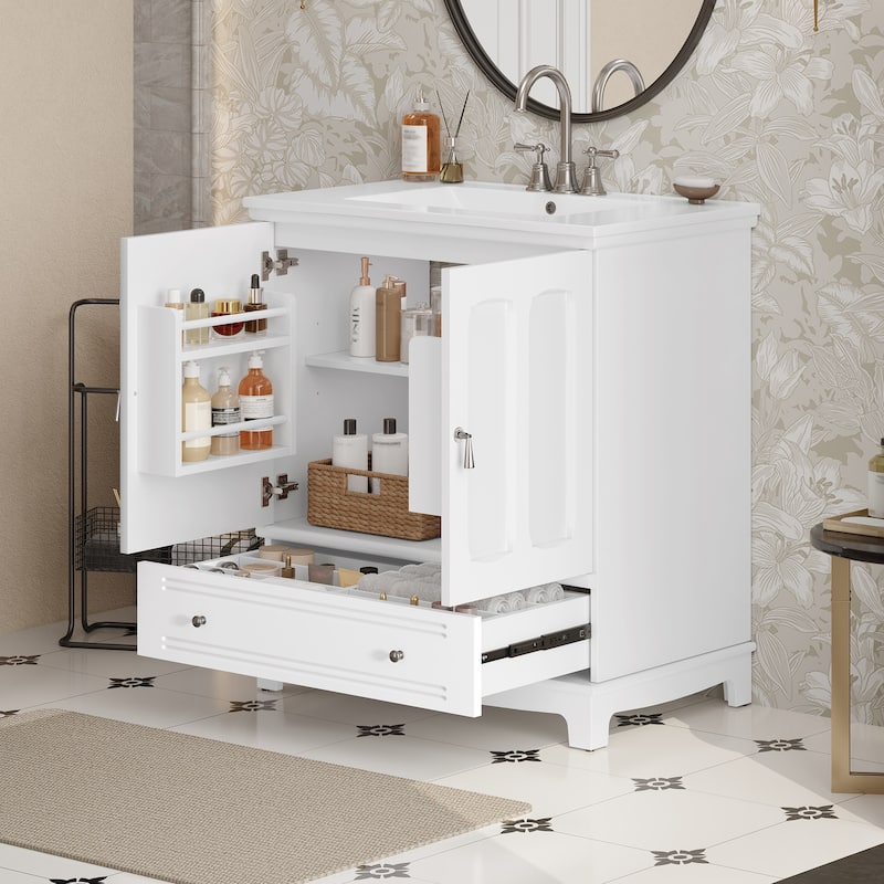 30'' Freestanding Bathroom Vanity with Integrated White Ceramic Sink - 30'' x 18.4'' x 33.8''