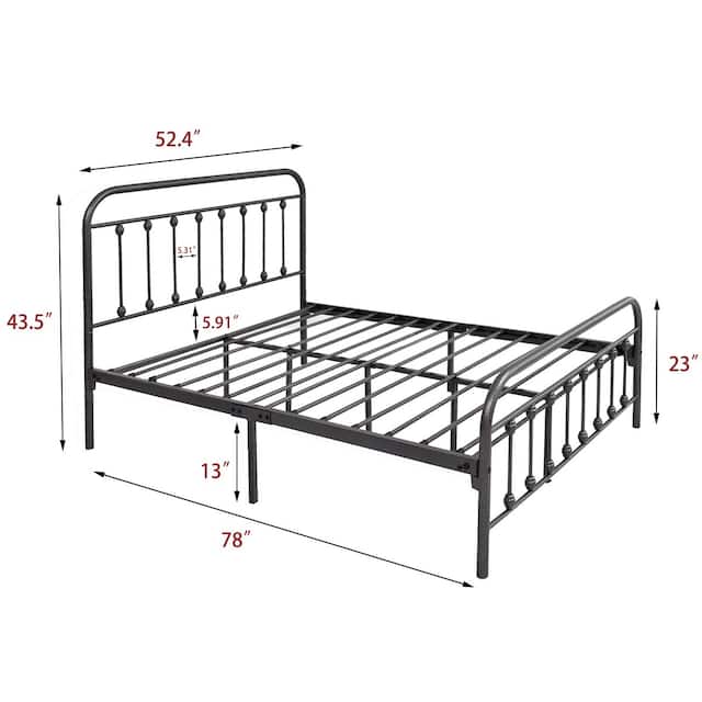 alazyhome Simple Vintage Metal Platform Bed Frame, Easy-Assembly