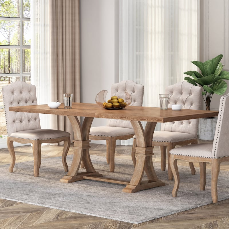 Christopher Knight Home - Rustic Extendable Dining Table with Rubberwood X-Frame Base and Extension Leaf - Natural