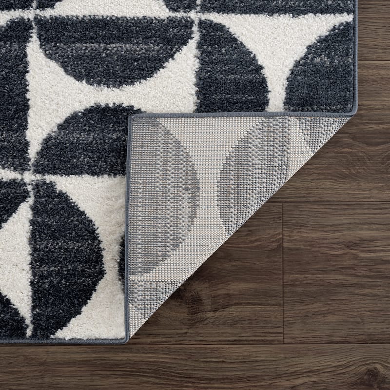 Abani Rugs Nuevo NUE170A High-contrast Charcoal and Ivory Area Rug