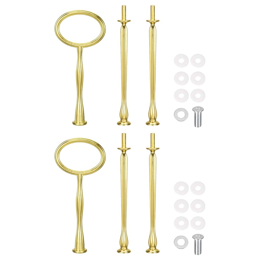 2 Set 3-Tier Cupcake Stand Hardware Fittings for Cake Stand, Oval Gold