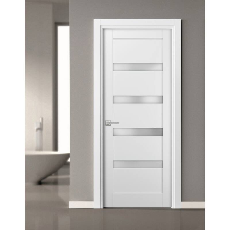 Pantry Kitchen Lite Door Hardware / Quadro 4113 White Silk Frosted Opaque Glass