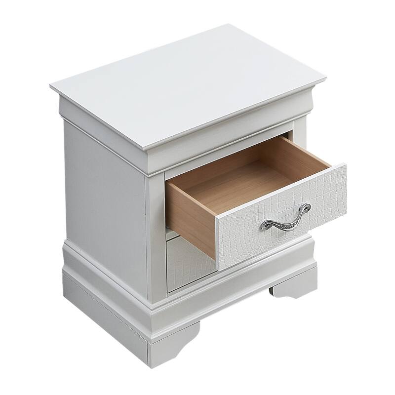 Wooden Nightstand with 2-Drawers - 24" - Silver