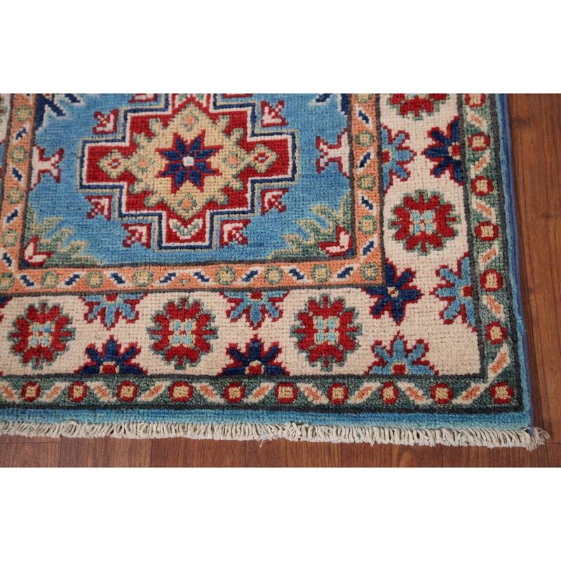 Blue Kazak Accent Rug Handmade Oriental Traditional Wool Carpet - 2'0" x 3'0"