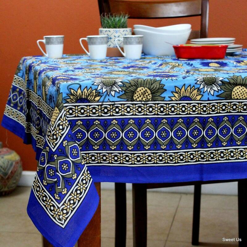 Cotton Sunflower Multi Floral Tablecloth Rectangle