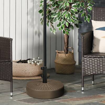 Outsunny 64 lbs. Fillable Umbrella Base with Steel Umbrella Holder, Round Umbrella Stand for 1.5"-2" Umbrella Poles