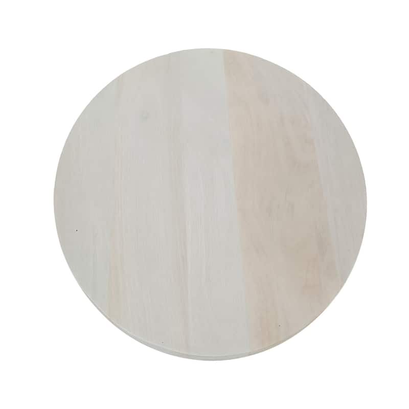 16 in. Washed White Round Wood End Table, Sturdy Build End Side Table for Living Rooms