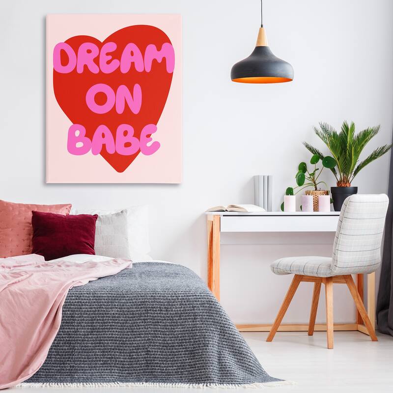 Stupell Dream On Babe Red Heart Canvas Wall Art Design By House of Lulu