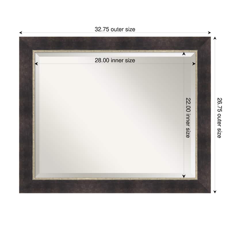 Odin Antique Bronze Beveled Wood Framed Wall Mirror - Odin Antique Bronze - 33 x 27 in
