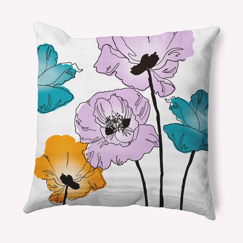 Popping Poppies Decorative Throw Pillow - Lilac - 20" x 20"