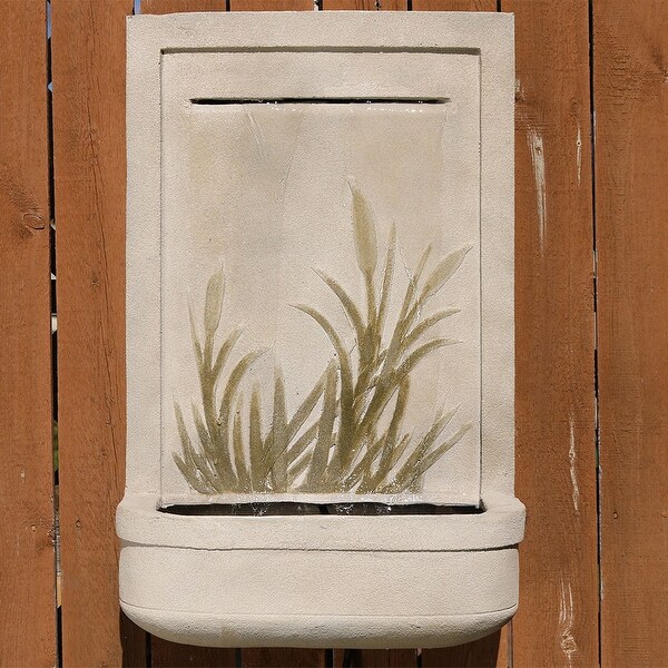 Sunnydaze Modern Cattail Outdoor Wall Water Fountain 24 Inch Tall