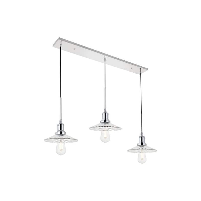 Waltz 3 light black Pendant - chrome and Clear