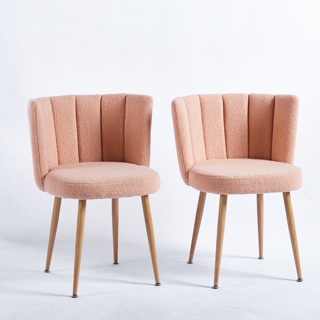 Light Beige Modern 23.62" Accent Chairs with Iron Tube Legs and Comfortable Backrest (Set of 2)