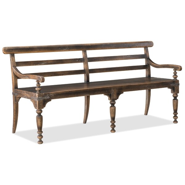 Hooker Furniture 5960-75315-BRN Helotes 74" Wide Rubberwood and Metal Bench from the Hill Country Collection - Saddle Brown