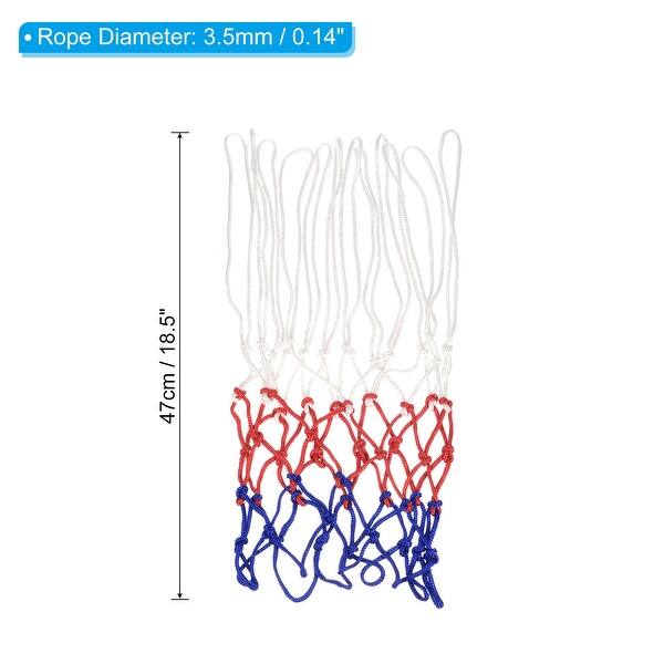 dimension image slide 1 of 2, 2Pcs 18.5" PP Basketball Hoop Net Replacement Outdoor, White Red Blue
