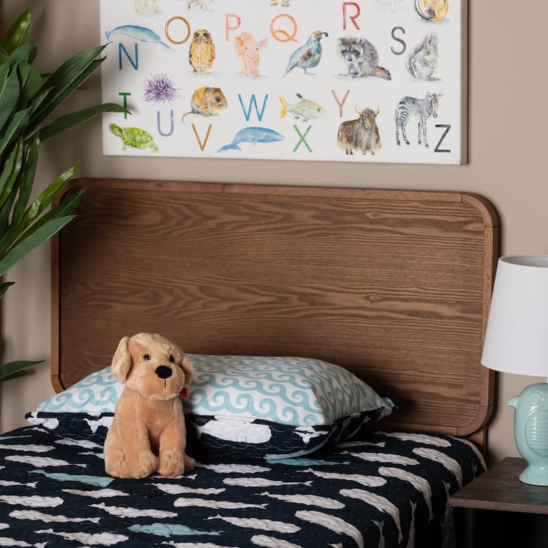 Mailene Mid-Century Walnut Brown Finished Wood Twin Size Headboard