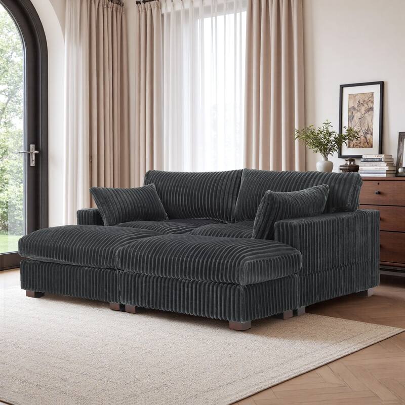Modren Plush Oversized Modular Sectional Sofa Set with Chaise&Ottoman.