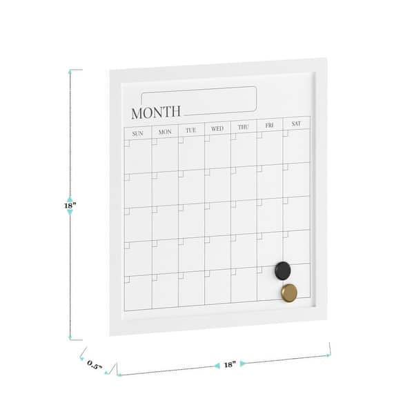 dimension image slide 2 of 3, Martha Stewart Dry Erase Magnetic Monthly Calendar and with Woodgrain Frame
