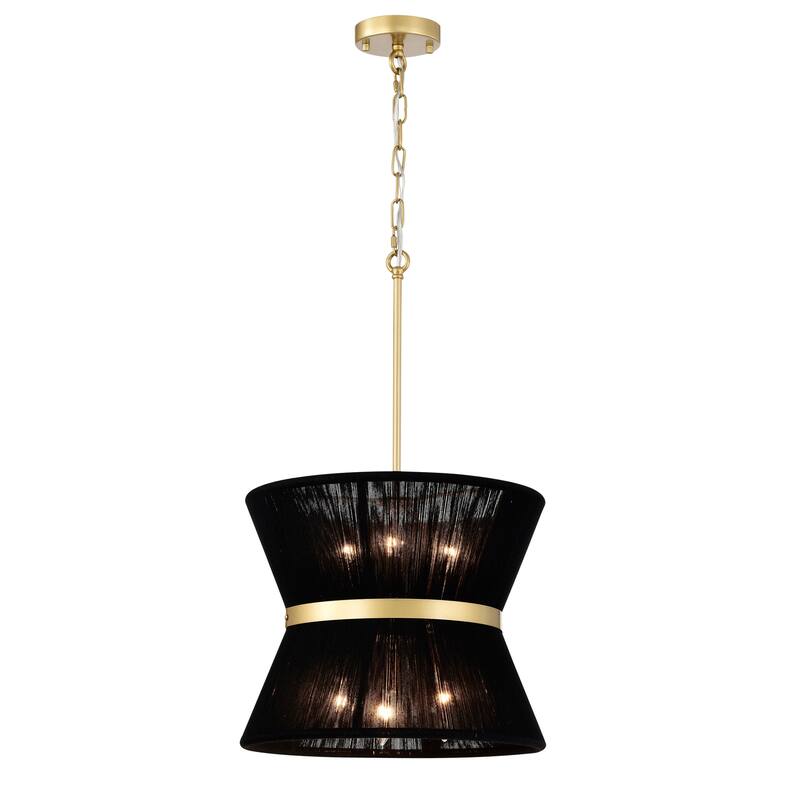 Abra 16 Ince Classic Black Rope Gold Pendant with 6 Light