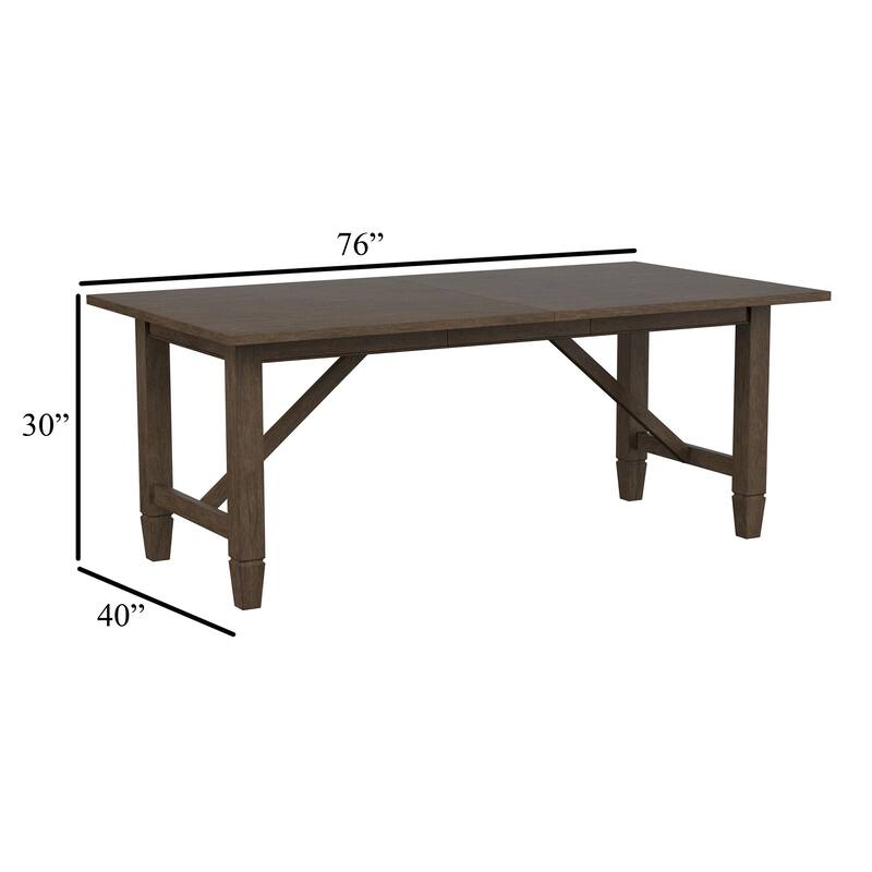 Andy Dining Table, Removable Leaf, Rectangular Brown Wood 76-94 Inch