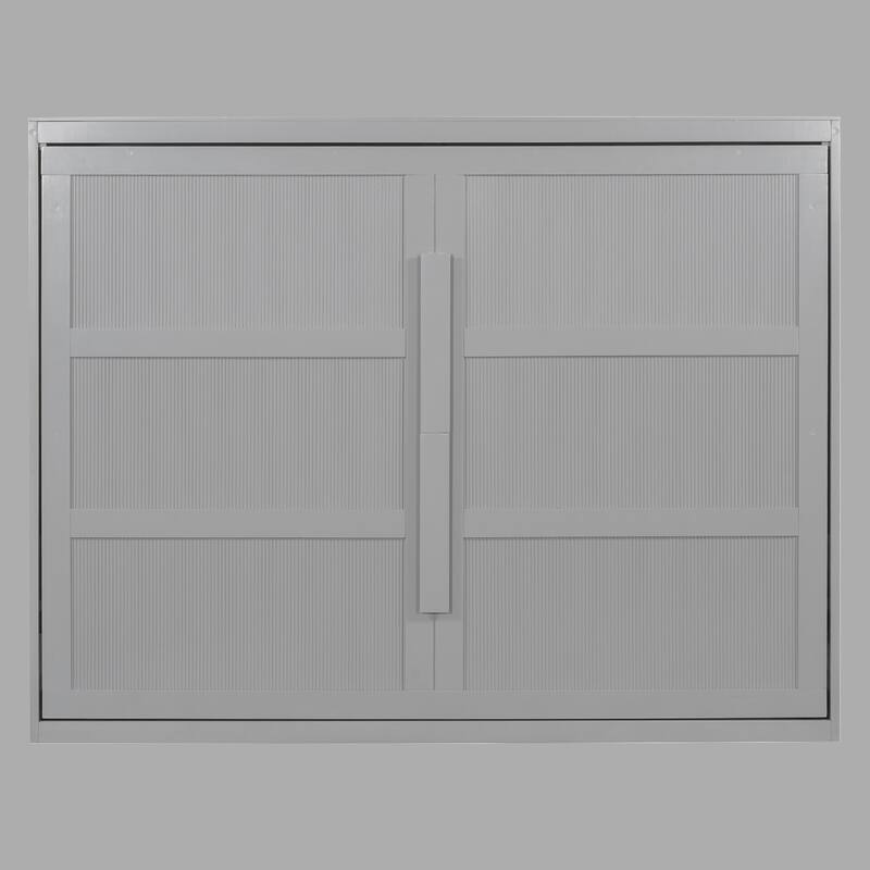 Modern Queen Murphy Wall Bed with LED Lights, Multi-Functional Foldaway Bed - Grey - Queen