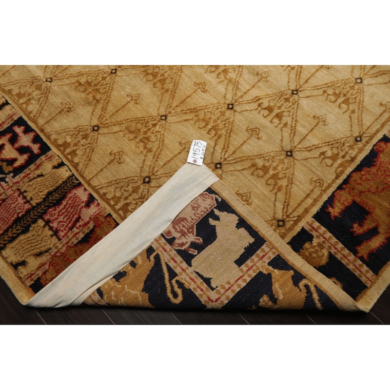 8'2''x9'10'' Hand Knotted Beige Wool Tibetan Transitional Area Rug - 8' 2'' x 9' 10''