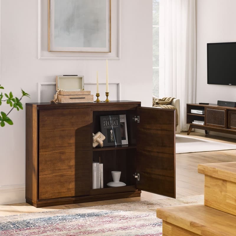 Accent Sideboard Buffet Cabinet with Outlet Holes for Ample Storage in Living Room and Entryway