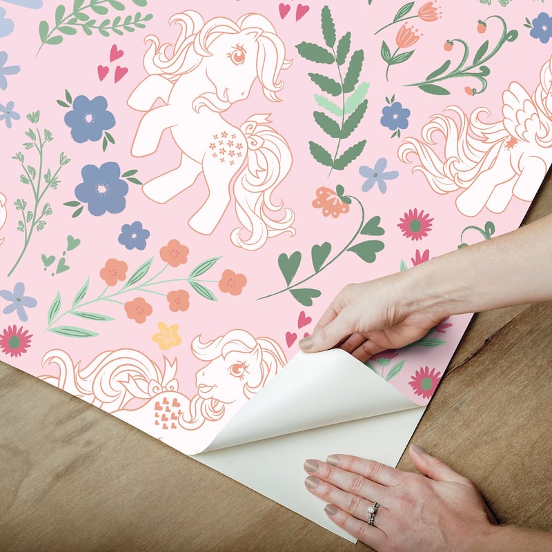 RoomMates My Little Pony Retro Floral Pink Peel and Stick Wallpaper