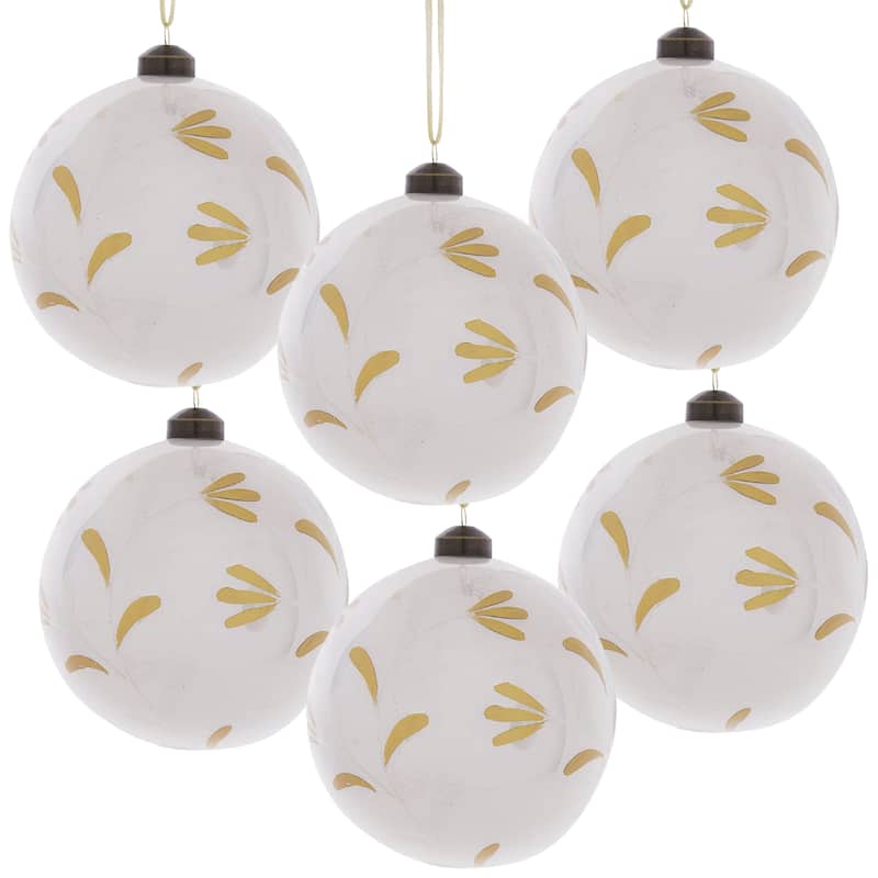 D3.9" Christmas Ball Ornaments, Glass Decorative Hanging Ball Christmas Tree Ornaments for Holiday Decorations, Set of 6