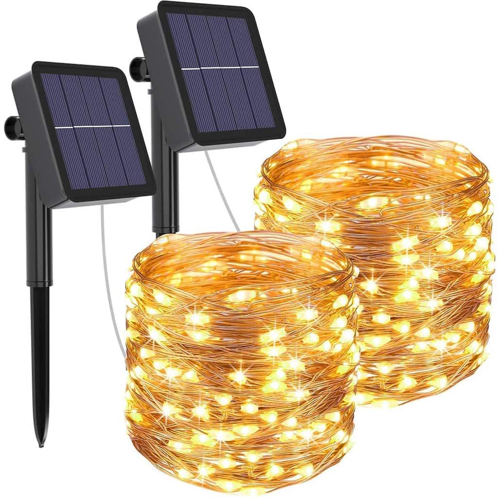 240LED Total Solar Powered Fairy Lights Outdoor 8 Modes - Yellow