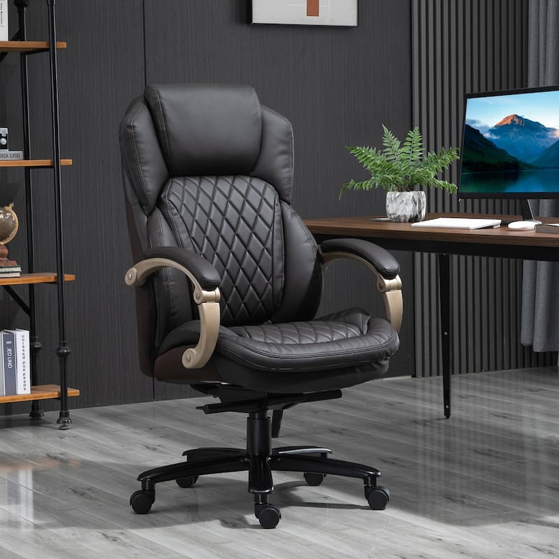 Vinsetto Heavy Duty Office Chair 350lbs Capacity, Mesh & Faux Leather, Rocker Ergonomic, Adjustable Height with Wheels - Brown