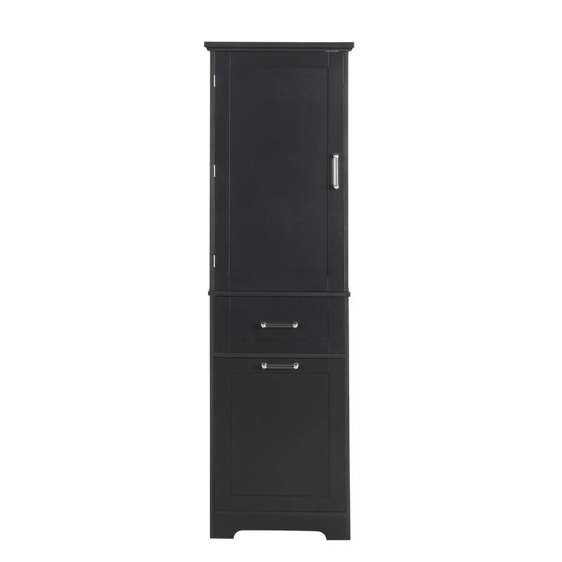 GDFStudio - Rowan Tall Freestanding Bathroom Storage Cabinet with Two-Sized Drawers and Adjustable Shelf