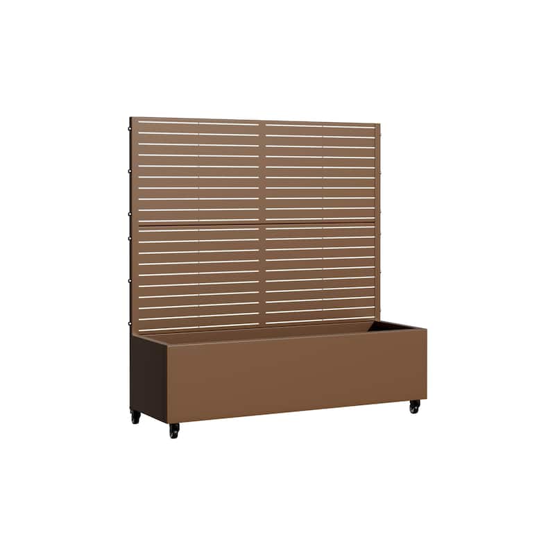 Metal Movable Planter Box with Trellis Privacy Screen Planter Box with Lockable Wheels - 47"x47"