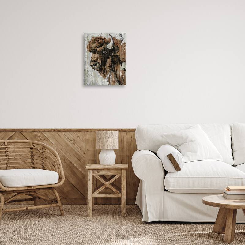 Stupell Abstract Bison Visage Canvas Wall Art Design By Sara Baker