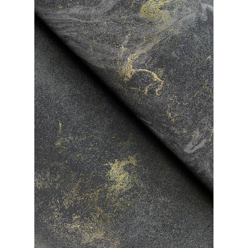 A-Street Prints Meness Black Metallic Marbling Wallpaper