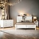 preview thumbnail 1 of 2, 3-Piece Queen Size Bedroom Set - Farmhouse Platform Bed with Double Sliding Door Storage Headboard, Nightstand, and Dresser White