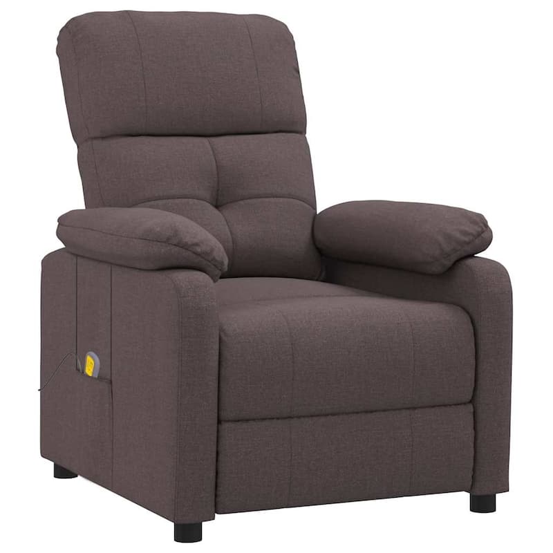 vidaXL Massage Recliner Dark Brown Fabric - 28.7" x 35.4" x 39.4"