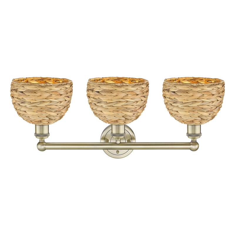 Innovations Lighting Endless Possibilities Edison - Woven Rattan - 3 Light 26" Bath Vanity Light