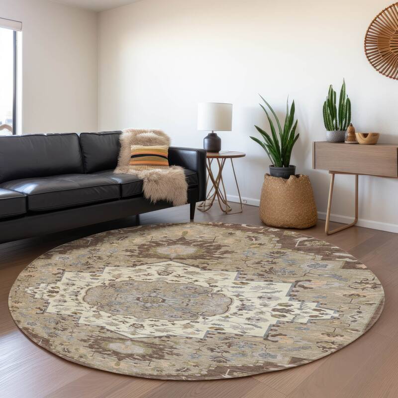 Premium Washable Super Soft Traditional Boho Mayfield Rug - Chocolate - 8' x 8'
