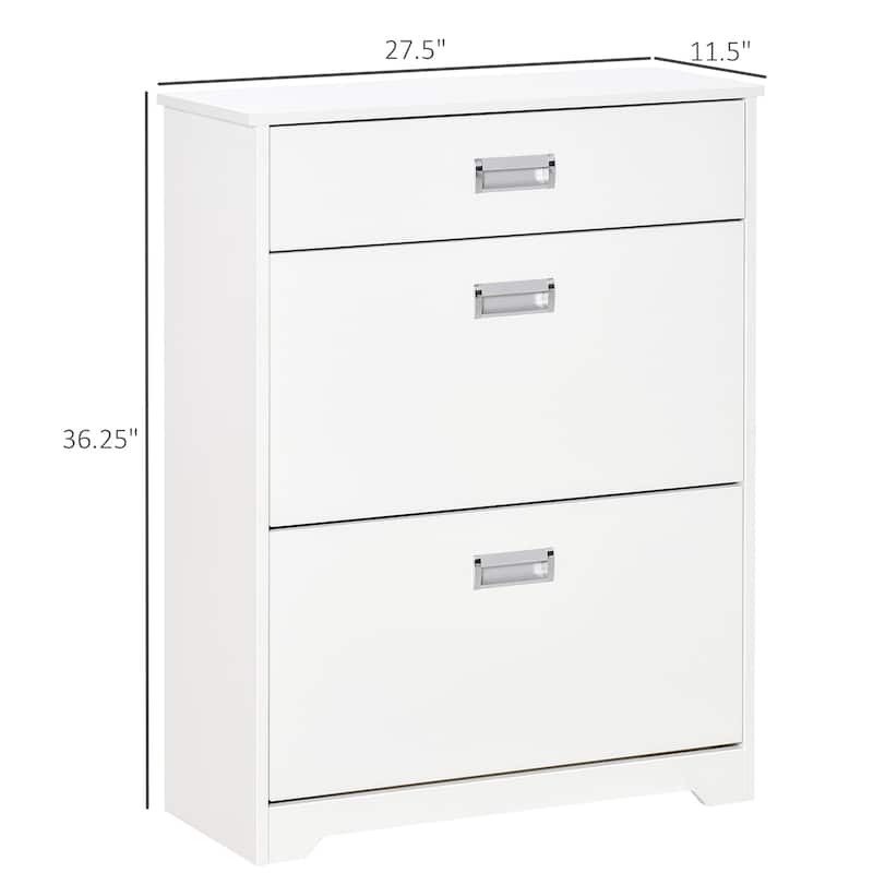 3-Drawer Shoe Cabinet with 2 Flip Doors and Adjustable Shelf