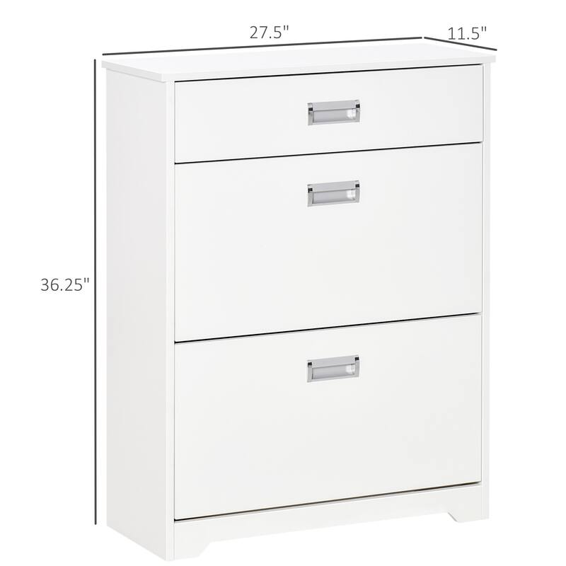 Modern Shoe Storage Rack Organizer Cabinet with Adjustable Shelves and Pull-Out Drawer for 16 Pairs, for Hallway and Entryway