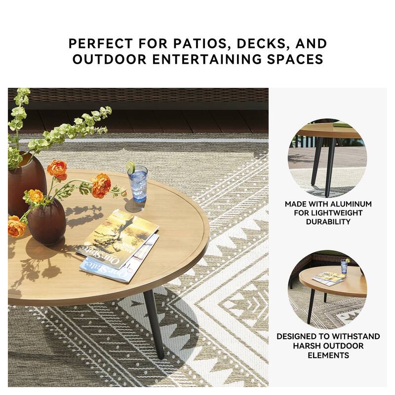 Signature Design by Ashley Horizon Hall Brown/Black Outdoor Coffee Table - 48.13" W x 29.88" D x 18" H