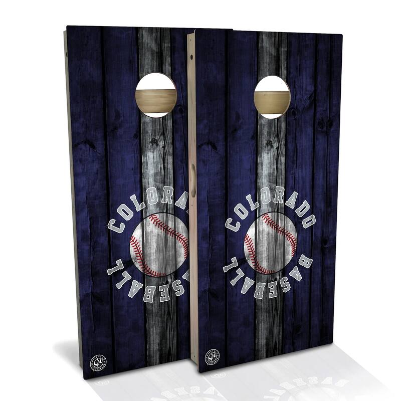 Colorado Baseball Outdoor Cornhole Board Set - Backyard 2x4 - Include Case + Hole Lights
