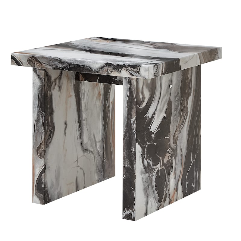 Roundhill Furniture Cavira Modern Faux Marble Living Room End/Side Table